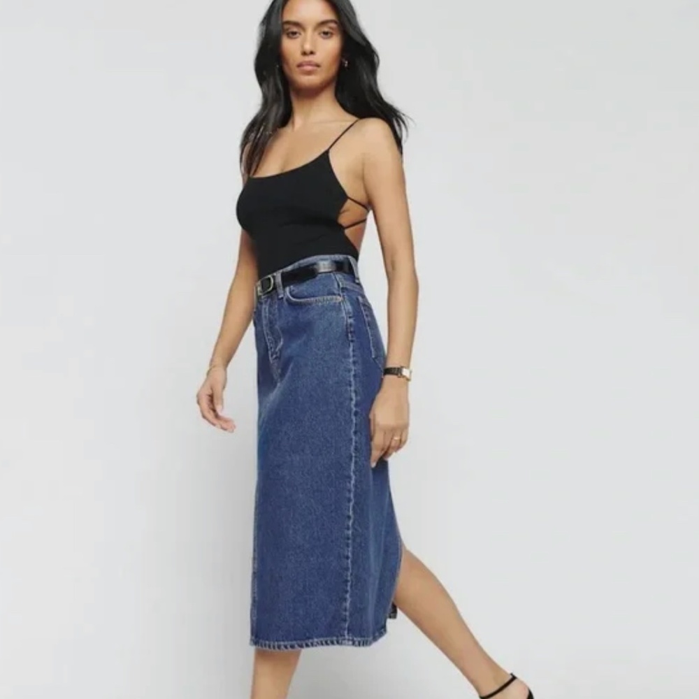 Reformation Denim Midi Skirt